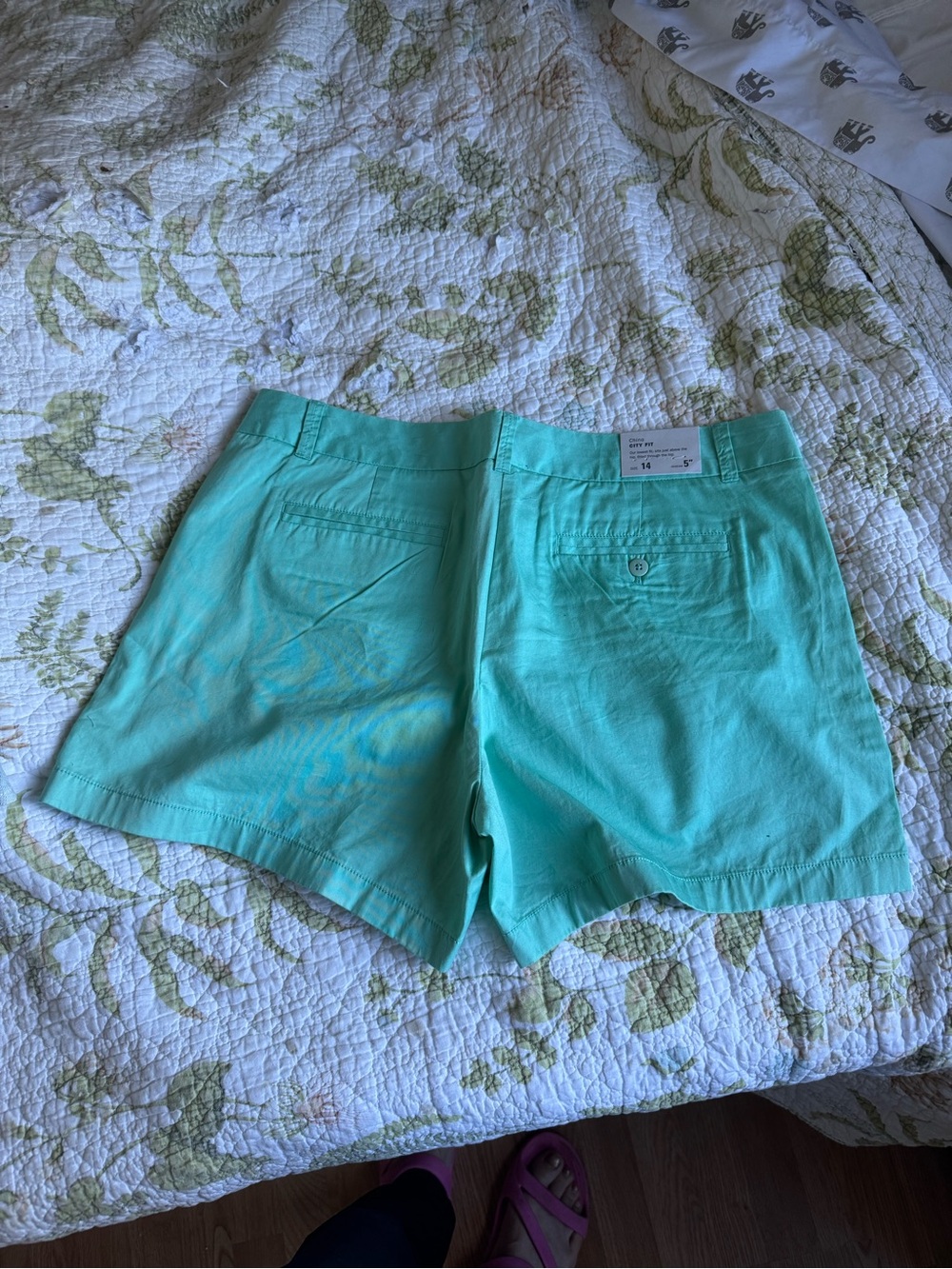 J. Crew Turquoise Cotton Bermuda Shorts, size 14 - Picture 4 of 9